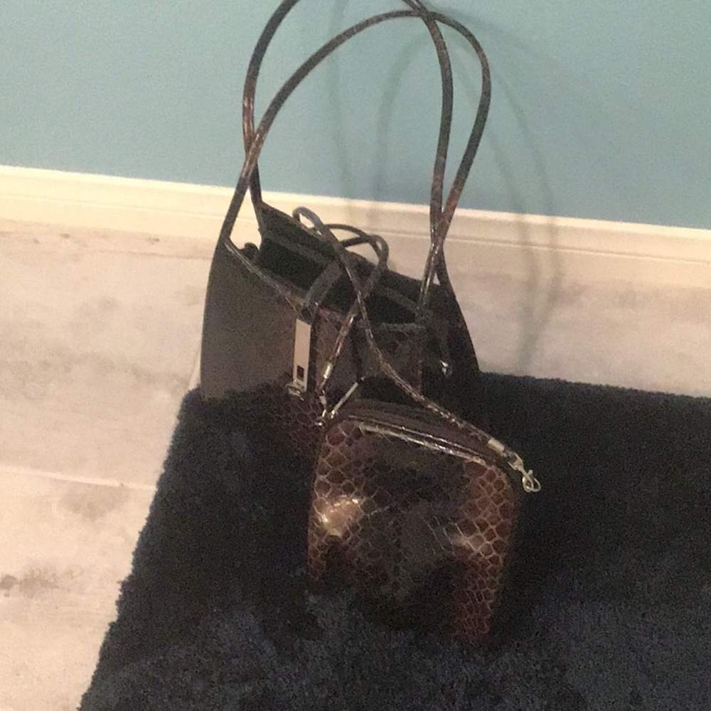 Brown hand bag and cross body bag